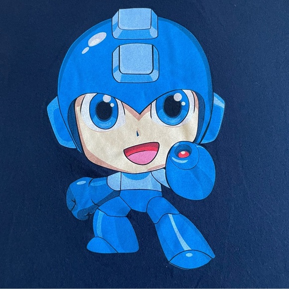Capcom Mega Man T-Shirt Men’s Medium Navy Blue Cotton Graphic Gamer Tee - Picture 2 of 8